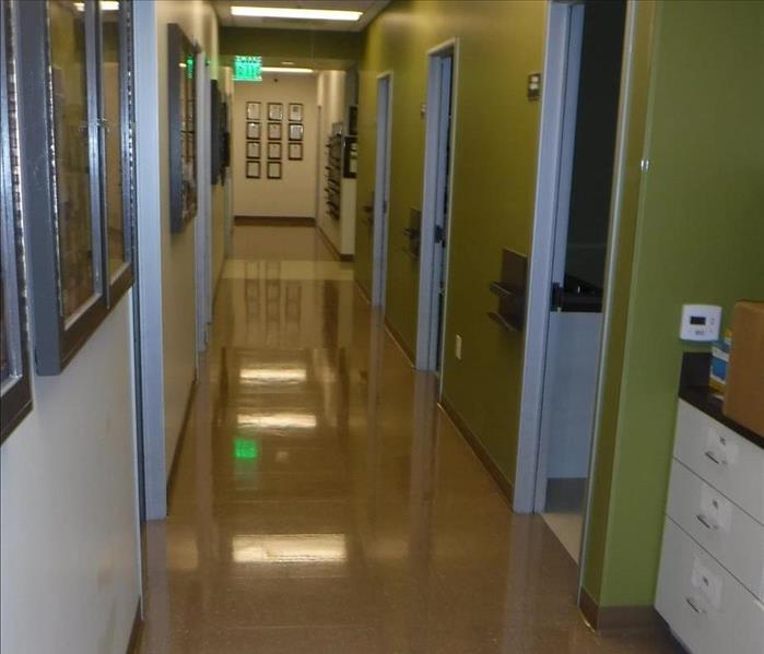 Medical Office hallway before beginning mitigation services